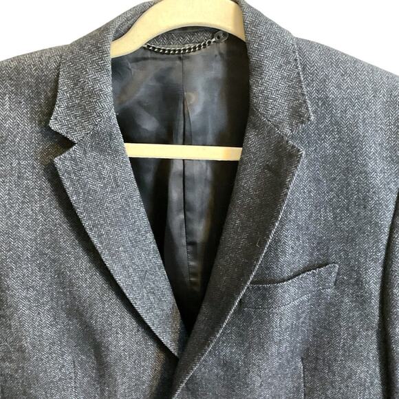 MESSAGERIE Italy Men Blazer US 38 EU 50Grey Herringbone Lana Wool-Read - Picture 5 of 16